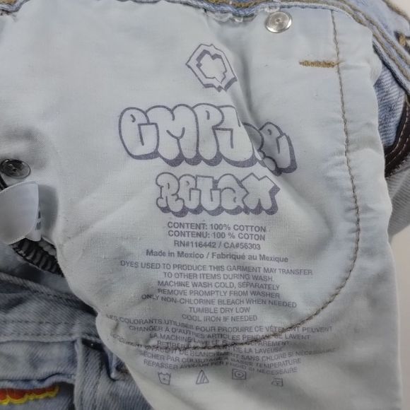 Empyre Elastic Waist Destroyed Light Washed Denim Jeans - Picture 9 of 12